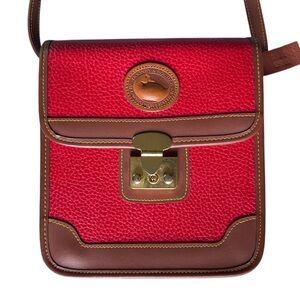 Dooney & Bourke Vintage Red Leather Square Vintage Locking Carrier Bag Crossbody
